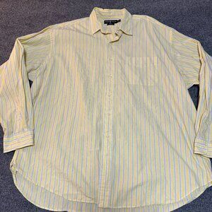 Ralph Lauren Blake Yellow & Blue Striped 100% Cotton Button-Up Shirt XXL